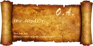 Ohr Alpár névjegykártya